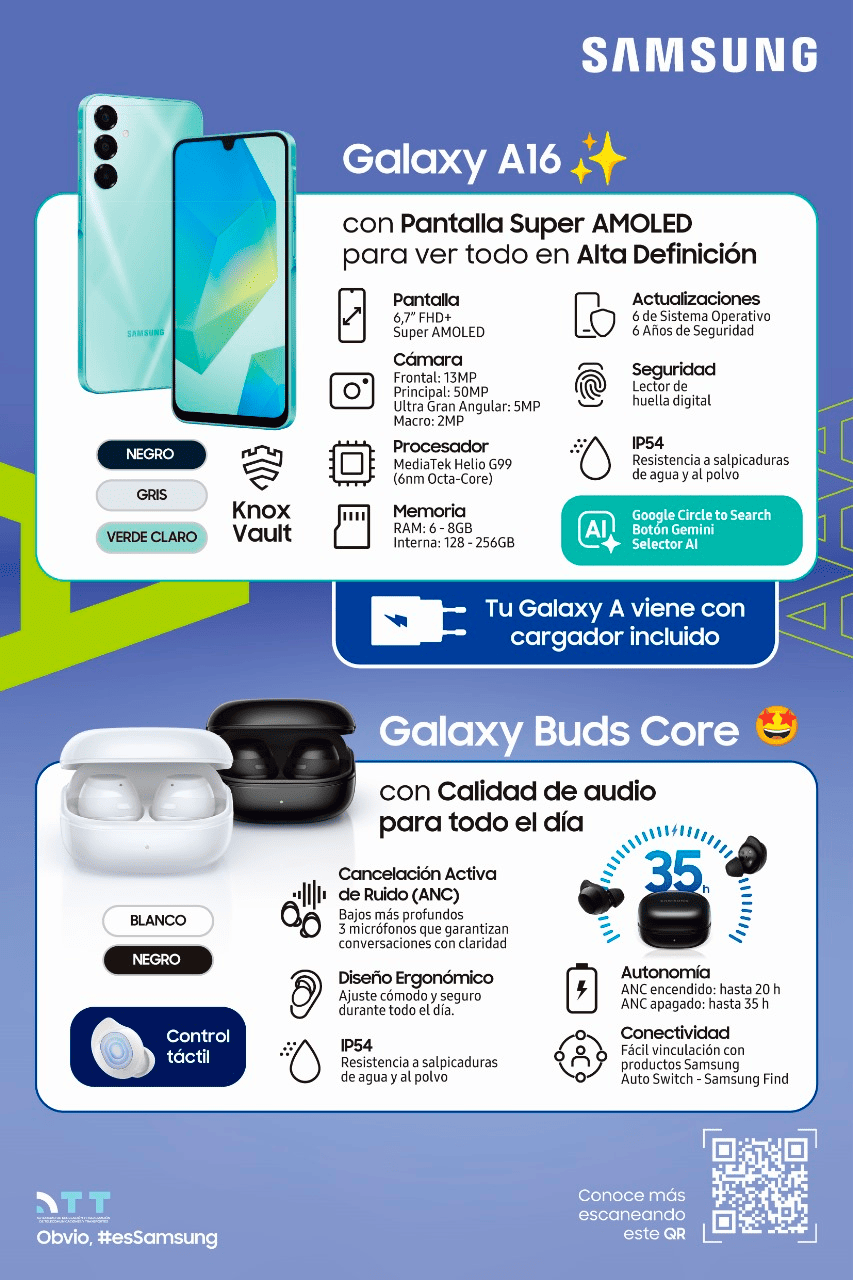 Samsung presenta “el celular que querÍA, con el combo que querÍA”: Galaxy A16 con Buds Core para una experiencia Galaxy AI